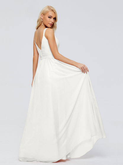 Morgan A-line V Neck Chiffon Bridesmaid Dresses