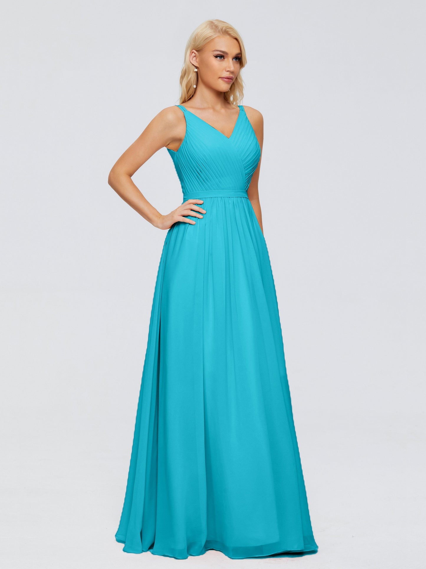Morgan A-line V Neck Chiffon Bridesmaid Dresses