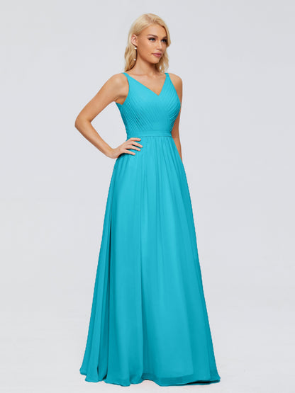 Morgan A-line V Neck Chiffon Bridesmaid Dresses