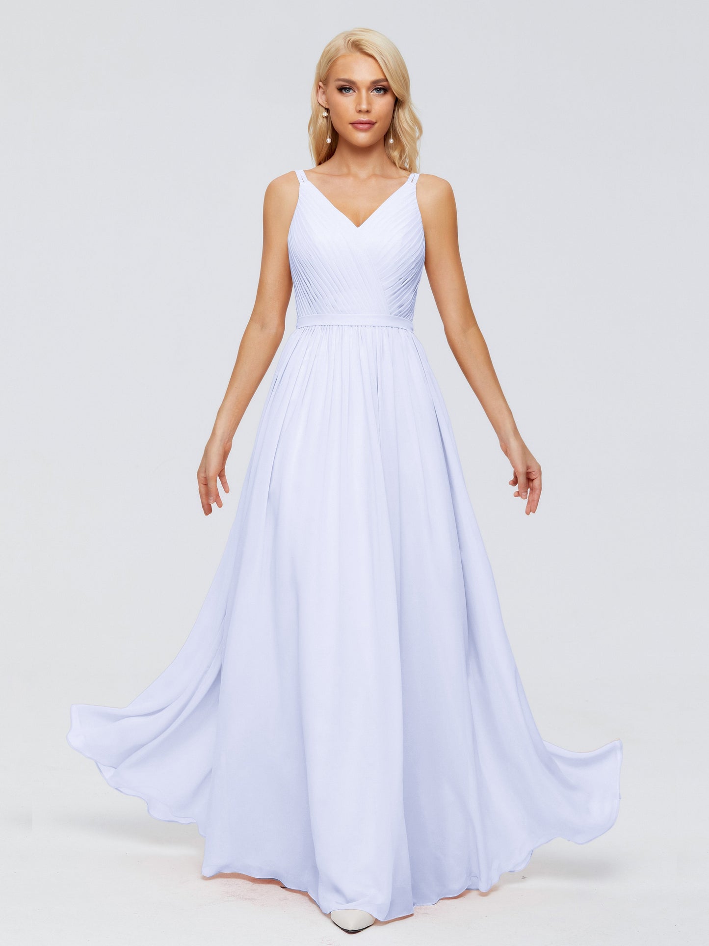 Morgan A-line V Neck Chiffon Bridesmaid Dresses