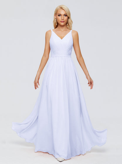Morgan A-line V Neck Chiffon Bridesmaid Dresses