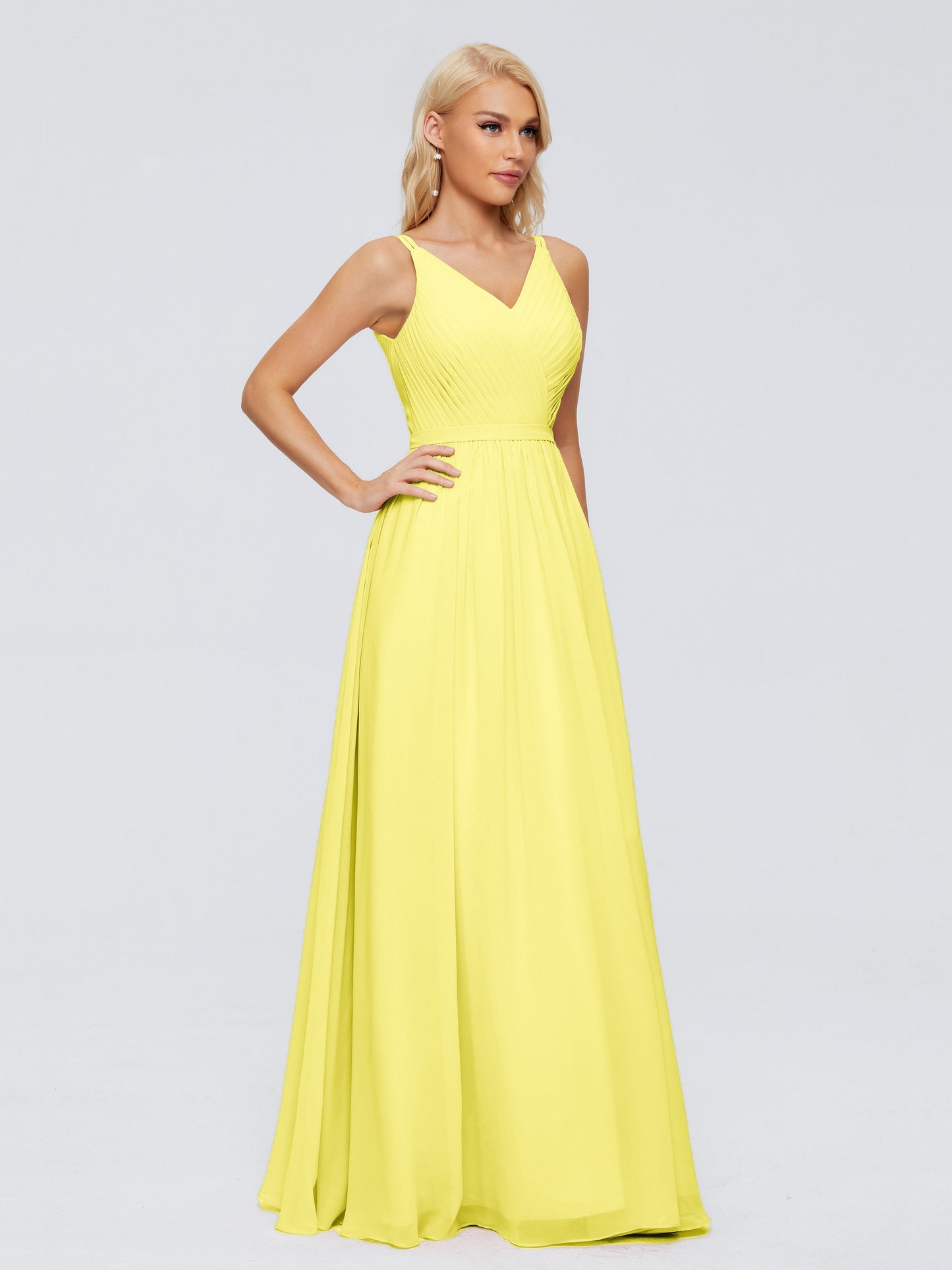 Morgan A-line V Neck Chiffon Bridesmaid Dresses