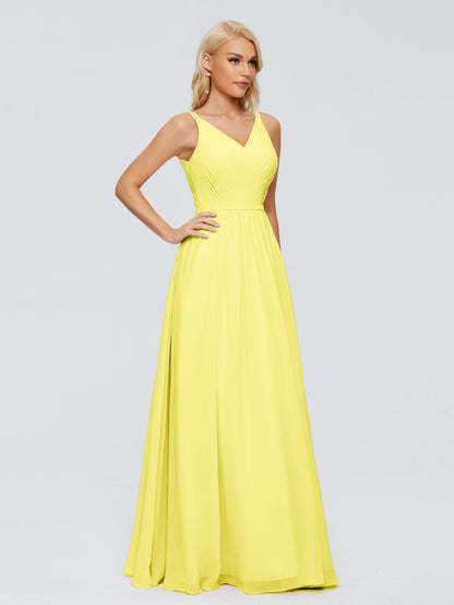 Morgan A-line V Neck Chiffon Bridesmaid Dresses