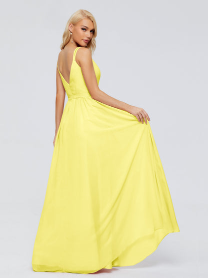 Morgan A-line V Neck Chiffon Bridesmaid Dresses