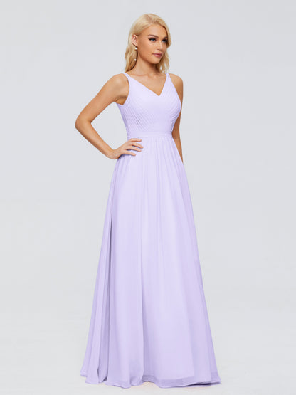 Morgan A-line V Neck Chiffon Bridesmaid Dresses