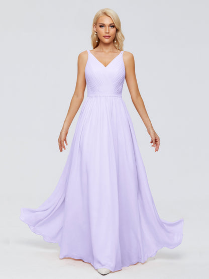 Morgan A-line V Neck Chiffon Bridesmaid Dresses