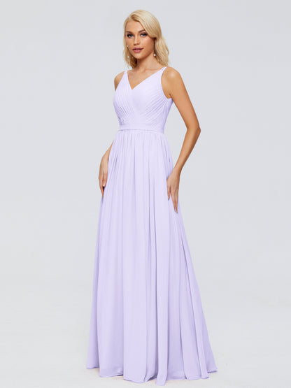Morgan A-line V Neck Chiffon Bridesmaid Dresses