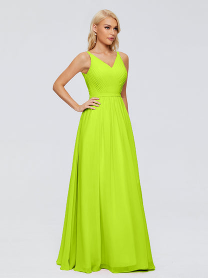 Morgan A-line V Neck Chiffon Bridesmaid Dresses