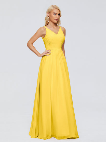 Morgan A-line V Neck Chiffon Bridesmaid Dresses