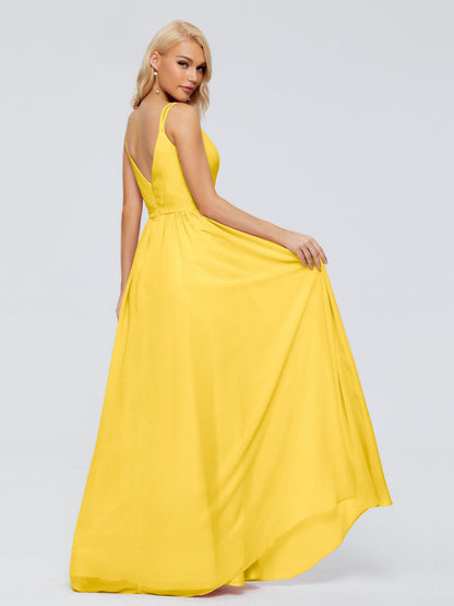 Morgan A-line V Neck Chiffon Bridesmaid Dresses