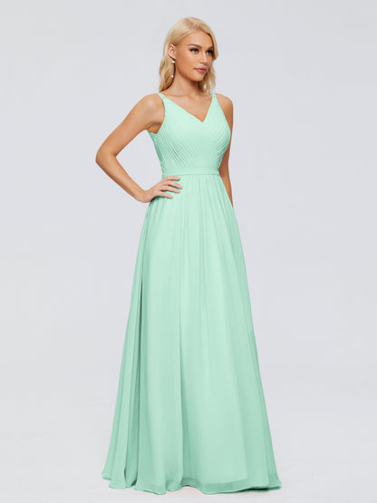 Morgan A-line V Neck Chiffon Bridesmaid Dresses