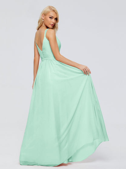 Morgan A-line V Neck Chiffon Bridesmaid Dresses