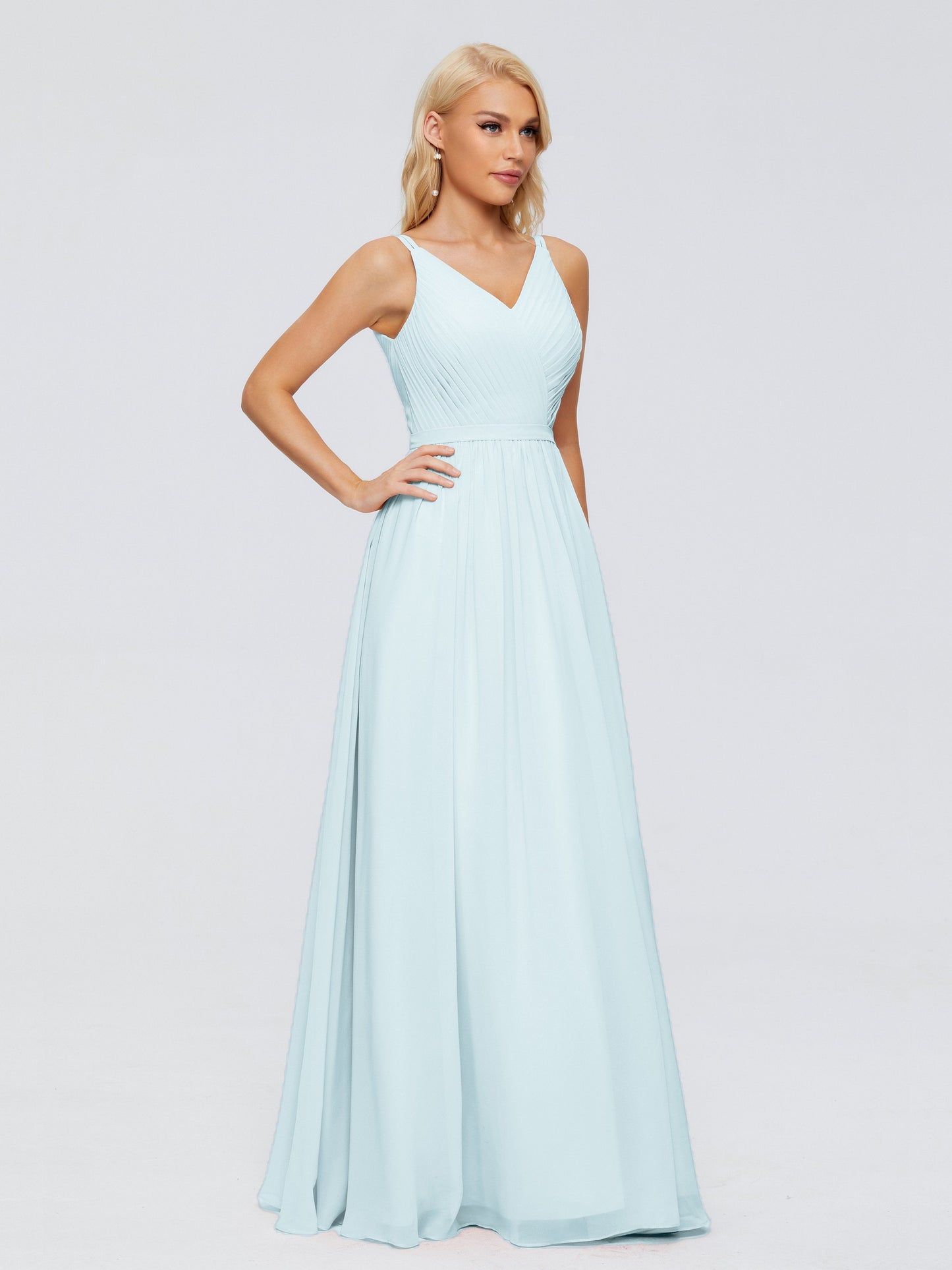 Morgan A-line V Neck Chiffon Bridesmaid Dresses