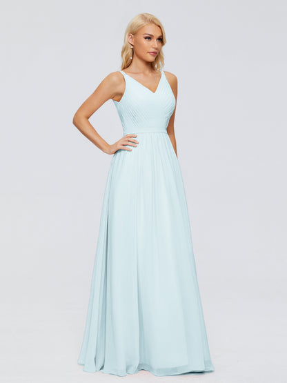 Morgan A-line V Neck Chiffon Bridesmaid Dresses