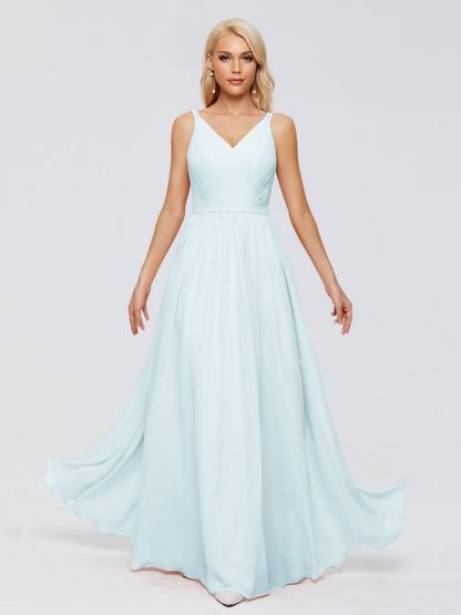 Morgan A-line V Neck Chiffon Bridesmaid Dresses