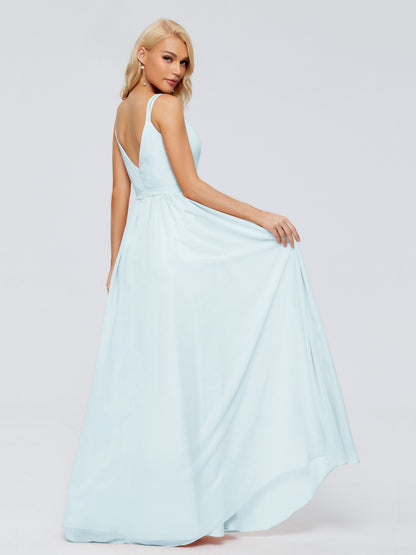 Morgan A-line V Neck Chiffon Bridesmaid Dresses