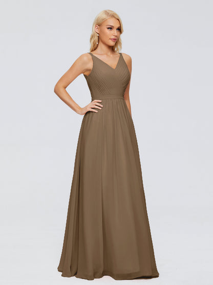 Morgan A-line V Neck Chiffon Bridesmaid Dresses