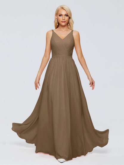 Morgan A-line V Neck Chiffon Bridesmaid Dresses
