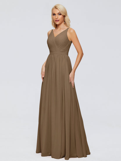 Morgan A-line V Neck Chiffon Bridesmaid Dresses