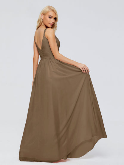 Morgan A-line V Neck Chiffon Bridesmaid Dresses