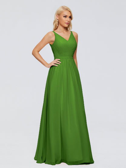 Morgan A-line V Neck Chiffon Bridesmaid Dresses