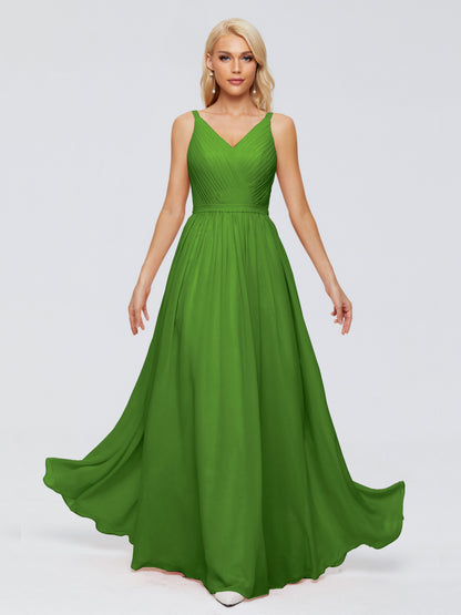 Morgan A-line V Neck Chiffon Bridesmaid Dresses