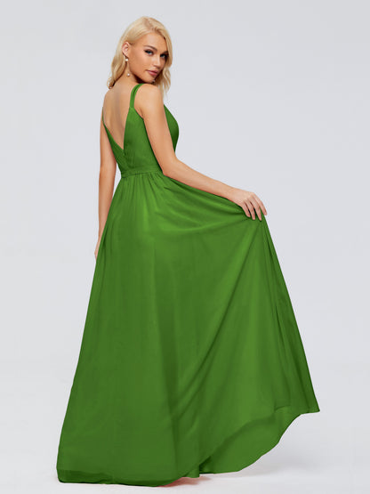 Morgan A-line V Neck Chiffon Bridesmaid Dresses
