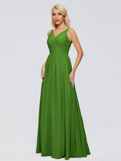 Morgan A-line V Neck Chiffon Bridesmaid Dresses