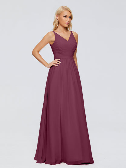 Morgan A-line V Neck Chiffon Bridesmaid Dresses