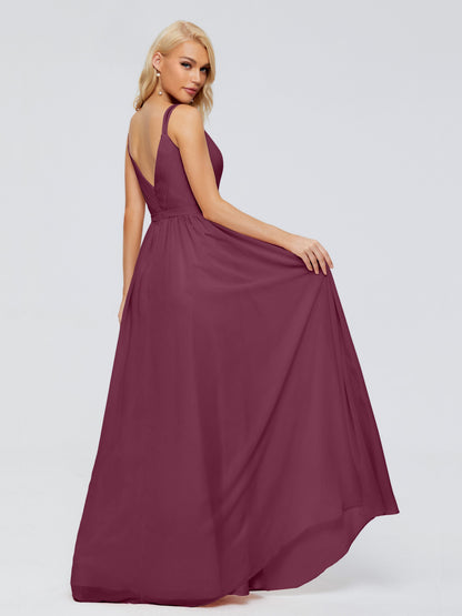 Morgan A-line V Neck Chiffon Bridesmaid Dresses