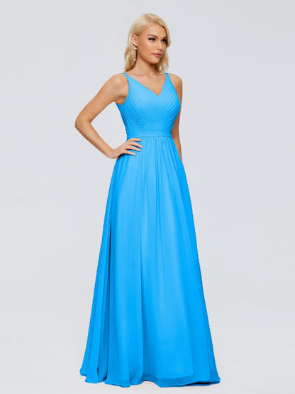 Morgan A-line V Neck Chiffon Bridesmaid Dresses