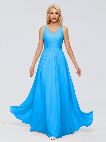 Morgan A-line V Neck Chiffon Bridesmaid Dresses