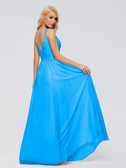 Morgan A-line V Neck Chiffon Bridesmaid Dresses