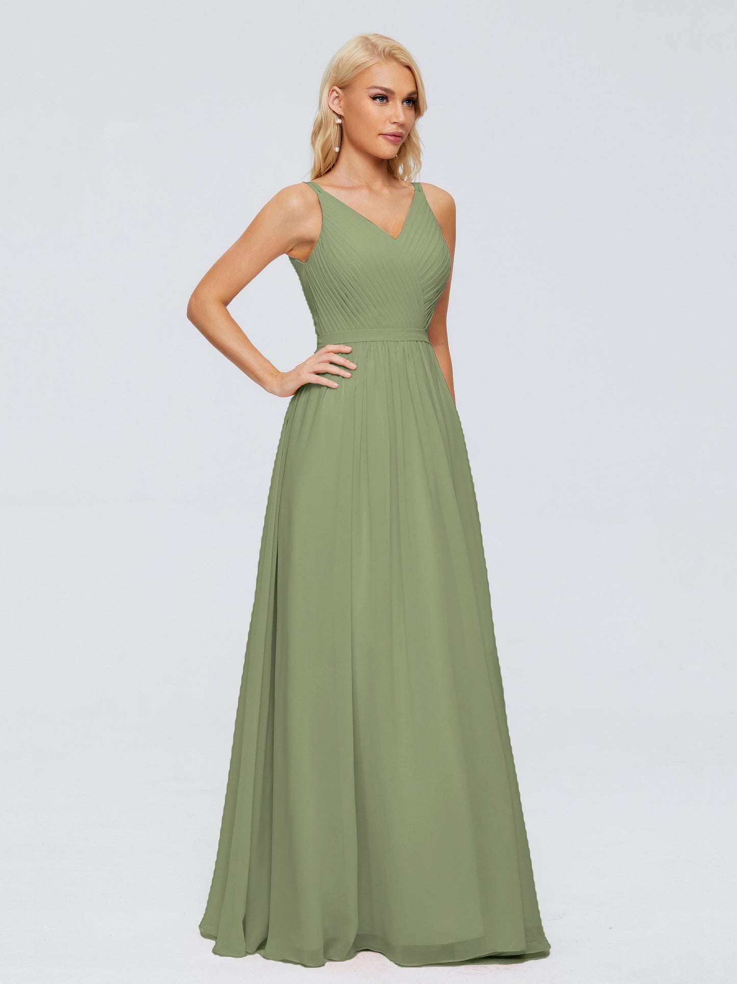 Morgan A-line V Neck Chiffon Bridesmaid Dresses