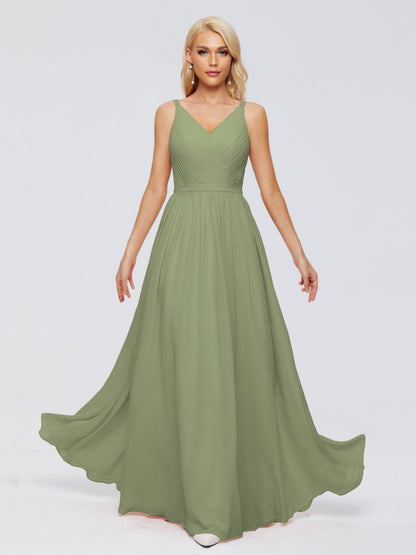 Morgan A-line V Neck Chiffon Bridesmaid Dresses