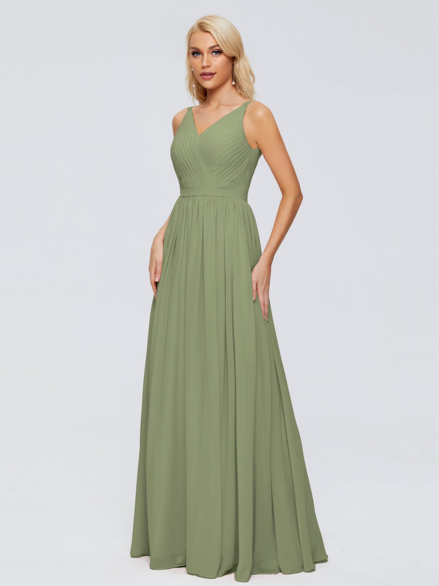 Morgan A-line V Neck Chiffon Bridesmaid Dresses