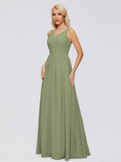 Morgan A-line V Neck Chiffon Bridesmaid Dresses