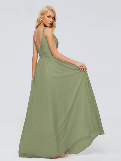 Morgan A-line V Neck Chiffon Bridesmaid Dresses
