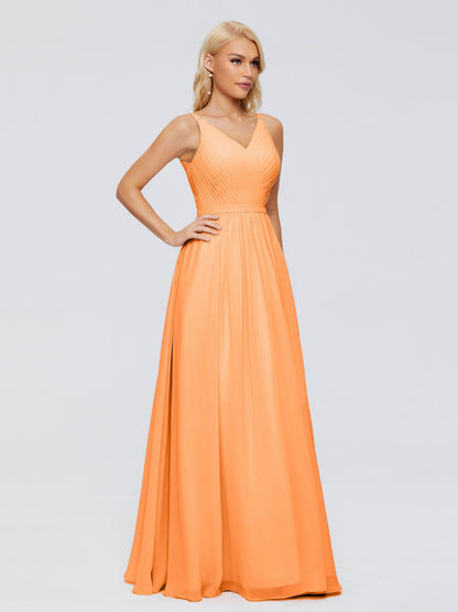 Morgan A-line V Neck Chiffon Bridesmaid Dresses