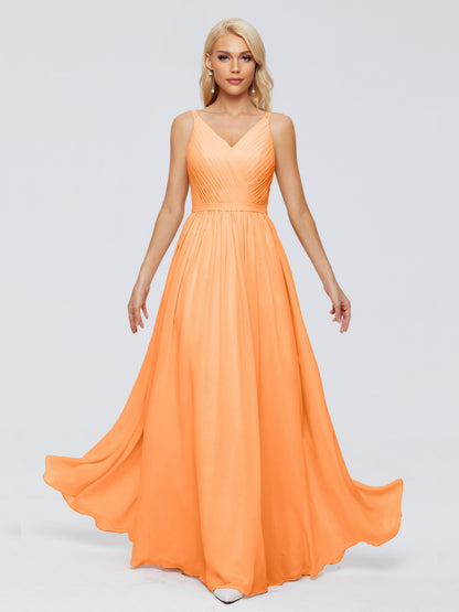 Morgan A-line V Neck Chiffon Bridesmaid Dresses