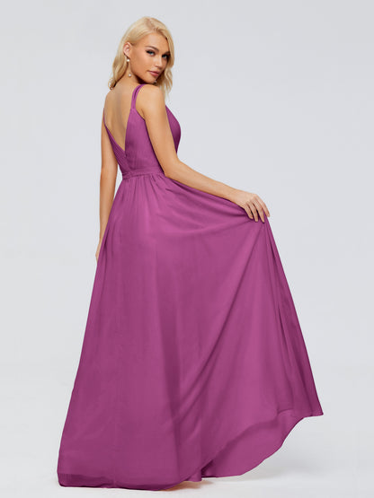Morgan A-line V Neck Chiffon Bridesmaid Dresses