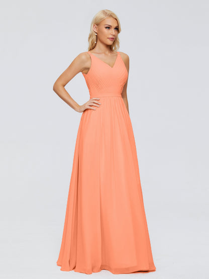 Morgan A-line V Neck Chiffon Bridesmaid Dresses