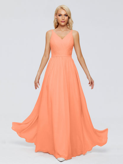 Morgan A-line V Neck Chiffon Bridesmaid Dresses