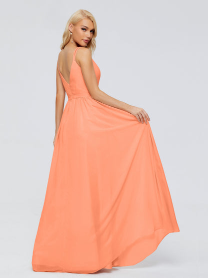 Morgan A-line V Neck Chiffon Bridesmaid Dresses