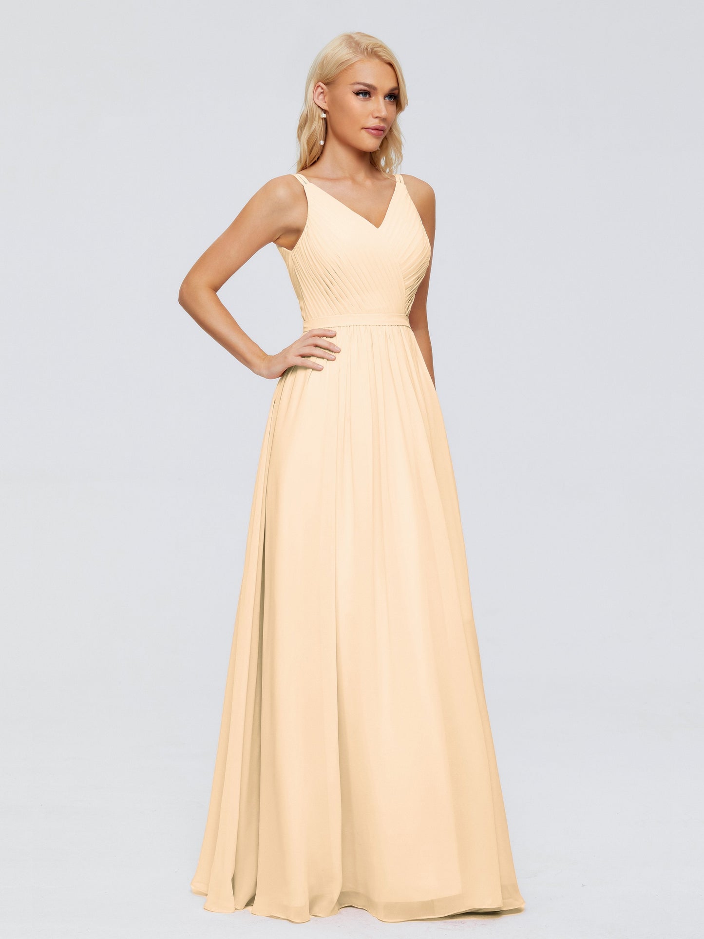 Morgan A-line V Neck Chiffon Bridesmaid Dresses