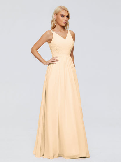 Morgan A-line V Neck Chiffon Bridesmaid Dresses