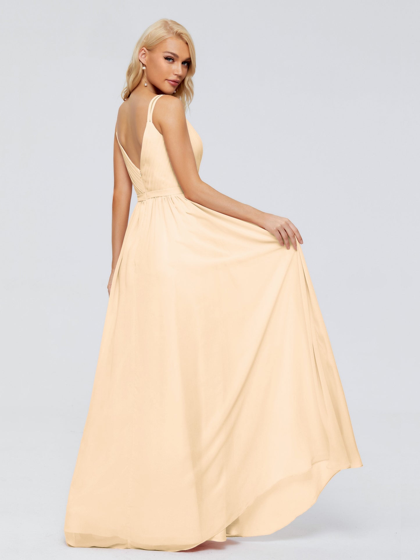Morgan A-line V Neck Chiffon Bridesmaid Dresses
