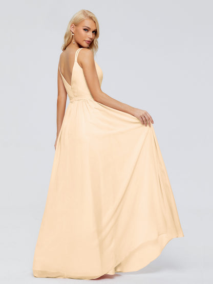 Morgan A-line V Neck Chiffon Bridesmaid Dresses