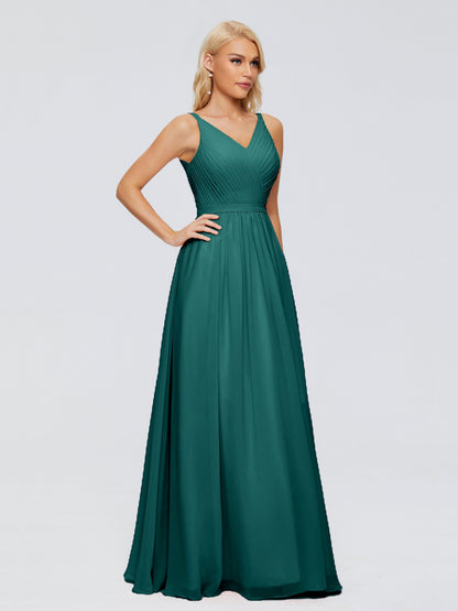 Morgan A-line V Neck Chiffon Bridesmaid Dresses