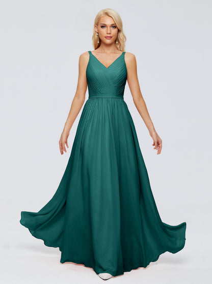 Morgan A-line V Neck Chiffon Bridesmaid Dresses